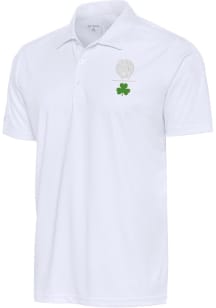 Antigua Boston Celtics Mens White Shamrock Tribute Short Sleeve Polo