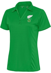 Antigua Detroit Red Wings Womens Green Shamrock Tribute Short Sleeve Polo Shirt
