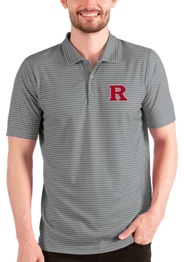 Antigua Rutgers Scarlet Knights Mens Grey Esteem Short Sleeve Polo
