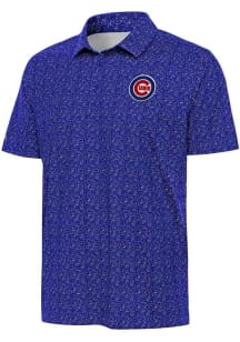 Antigua Chicago Cubs Mens Blue Figment Short Sleeve Polo