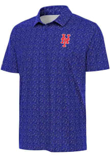 Antigua New York Mets Mens Blue Figment Short Sleeve Polo