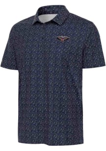 Antigua New Orleans Pelicans Mens Navy Blue Figment Short Sleeve Polo