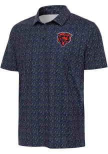 Antigua Chicago Bears Mens Navy Blue Bear Logo Figment Short Sleeve Polo