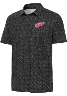 Antigua Detroit Red Wings Mens Black Figment Short Sleeve Polo