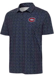 Antigua Montreal Canadiens Mens Navy Blue Figment Short Sleeve Polo