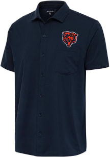 Antigua Chicago Bears Mens Navy Blue Points Short Sleeve Dress Shirt
