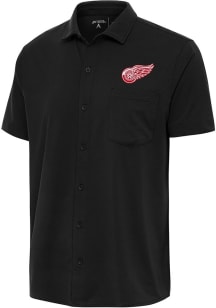 Antigua Detroit Red Wings Mens Black Points Short Sleeve Dress Shirt