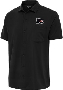 Antigua Philadelphia Flyers Mens Black Points Short Sleeve Dress Shirt