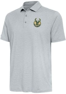 Antigua Milwaukee Bucks Mens Grey Scheme Short Sleeve Polo