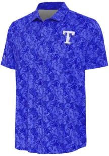 Antigua Texas Rangers Mens Blue Tampa Short Sleeve Dress Shirt