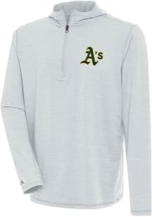 Antigua Oakland Athletics Mens Grey Tidy Long Sleeve 1/4 Zip Pullover