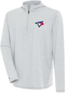 Antigua Toronto Blue Jays Mens Grey Tidy Long Sleeve 1/4 Zip Pullover