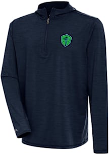 Antigua Seattle Sounders FC Mens Navy Blue Tidy Long Sleeve Qtr Zip Pullover