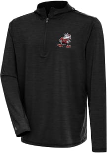 Antigua Cleveland Browns Mens Black Brownie Tidy Long Sleeve 1/4 Zip Pullover