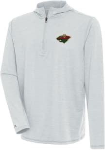 Antigua Minnesota Wild Mens Grey Tidy Long Sleeve Qtr Zip Pullover