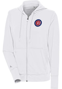 Antigua Chicago Cubs Womens White Moving Long Sleeve Full Zip Jacket