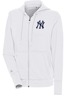 Antigua New York Yankees Womens White Moving Long Sleeve Full Zip Jacket