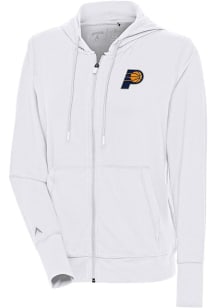 Antigua Indiana Pacers Womens White Moving Long Sleeve Full Zip Jacket