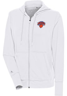 Antigua New York Knicks Womens White Moving Long Sleeve Full Zip Jacket