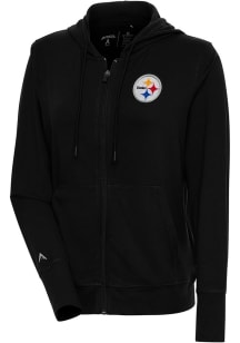 Antigua Pittsburgh Steelers Womens Black Moving Long Sleeve Full Zip Jacket
