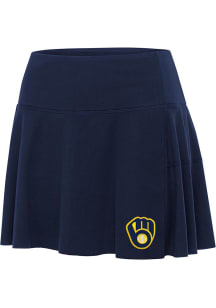 Antigua Milwaukee Brewers Womens Navy Blue Raster Skirt