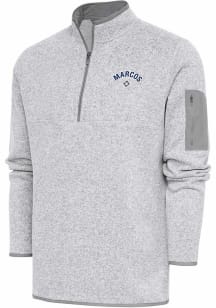 Antigua  Mens Grey Fortune Long Sleeve 1/4 Zip Fashion Pullover