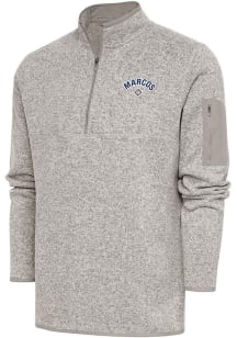Antigua  Mens Oatmeal Fortune Long Sleeve 1/4 Zip Fashion Pullover