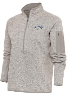 Antigua Dayton Marcos Womens Oatmeal Fortune 1/4 Zip Pullover