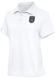 Antigua San Diego FC Womens White Motivated Short Sleeve Polo Shirt