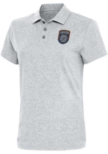 Antigua San Diego FC Womens Grey Motivated Short Sleeve Polo Shirt