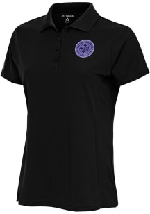 Antigua Racing Louisville Womens Black Legacy Pique Short Sleeve Polo Shirt