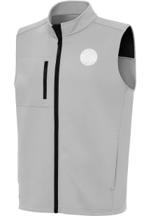 Antigua New York City FC Mens Grey Demand White Logo Sleeveless Jacket