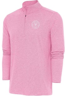 Antigua Inter Miami CF Mens Pink Hunk White Logo Long Sleeve 1/4 Zip Pullover