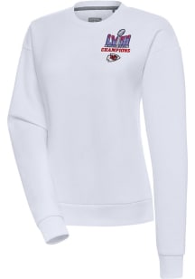 Antigua Kansas City Chiefs Womens White Super Bowl LVIII Champions Victory Crew Sweatshirt