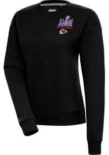 Antigua Kansas City Chiefs Womens Black Super Bowl LVIII Champions Victory Crew Sweatshirt