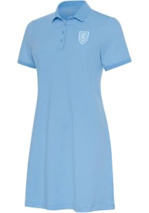 Antigua Real Salt Lake Womens Blue Play Through Dress White Logo Short Sleeve Polo Shirt