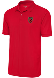 Antigua Phoenix Rising FC Mens Red Legacy Pique Short Sleeve Polo