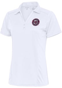 Antigua UConn Huskies Womens White 2024 Mens Basketball Champions Tribute Short Sleeve Polo Shir..