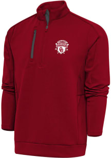 Antigua Oklahoma Sooners Mens Red WCWS Champions 2024 Generation Long Sleeve 1/4 Zip Pullover