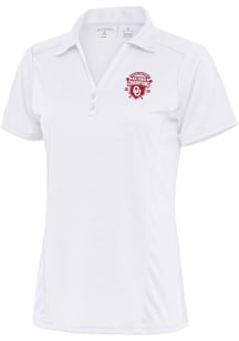 Antigua Oklahoma Sooners Womens White WCWS Champions 2024 Tribute Short Sleeve Polo Shirt
