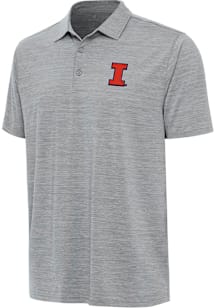 Antigua Illinois Fighting Illini Mens Grey Layout Short Sleeve Polo
