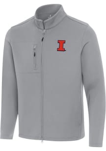 Mens Illinois Fighting Illini Grey Antigua Objection Light Weight Jacket