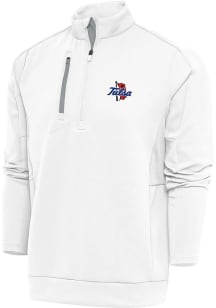 Mens Tulsa Golden Hurricane White Antigua Generation Qtr Zip Pullover