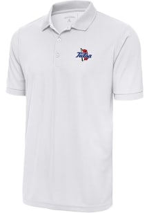 Mens Tulsa Golden Hurricane White Antigua Legacy Pique Short Sleeve Polo Shirt