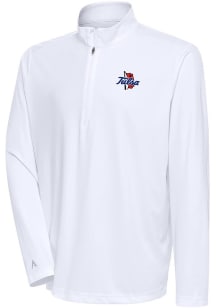 Mens Tulsa Golden Hurricane White Antigua Tribute Qtr Zip Pullover