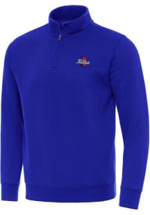 Mens Tulsa Golden Hurricane Blue Antigua Victory Qtr Zip Pullover