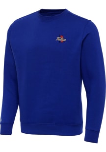 Antigua Tulsa Golden Hurricane Mens Blue Victory Long Sleeve Crew Sweatshirt