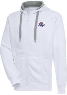 Mens Tulsa Golden Hurricane White Antigua Victory Long Sleeve Full Zip Jacket