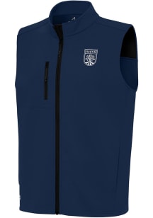 Antigua Austin FC Mens Navy Blue Demand White Logo Sleeveless Jacket