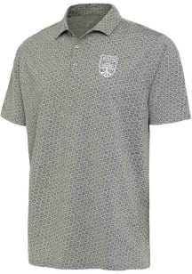 Antigua Austin FC Mens Grey Flicker White Logo Short Sleeve Polo